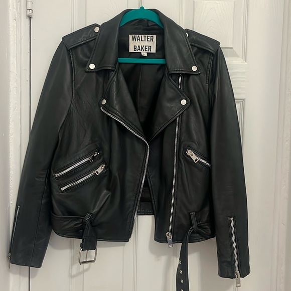 Walter Baker Jackets & Blazers - Walter Baker, Black Leather Moto Jacket, Size L